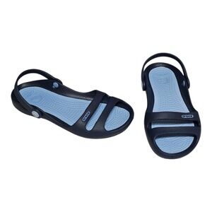 Crocs Cleo II Double Strap Slingback Sandals Women's Sz 5 Navy Blue